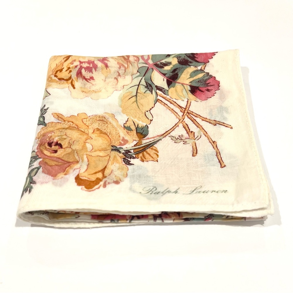 Ralph Lauren Pink and White Floral Cotton Bandana Scarf - Picture 12 of 12